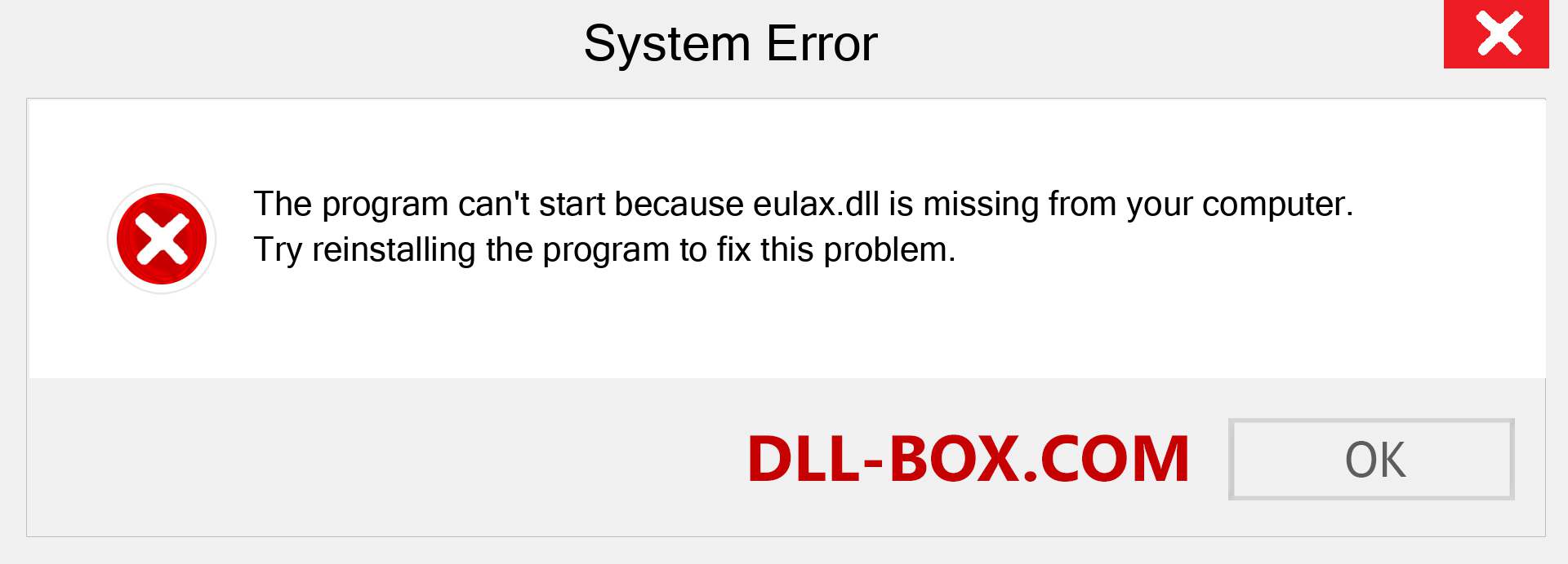  eulax.dll file is missing?. Download for Windows 7, 8, 10 - Fix  eulax dll Missing Error on Windows, photos, images